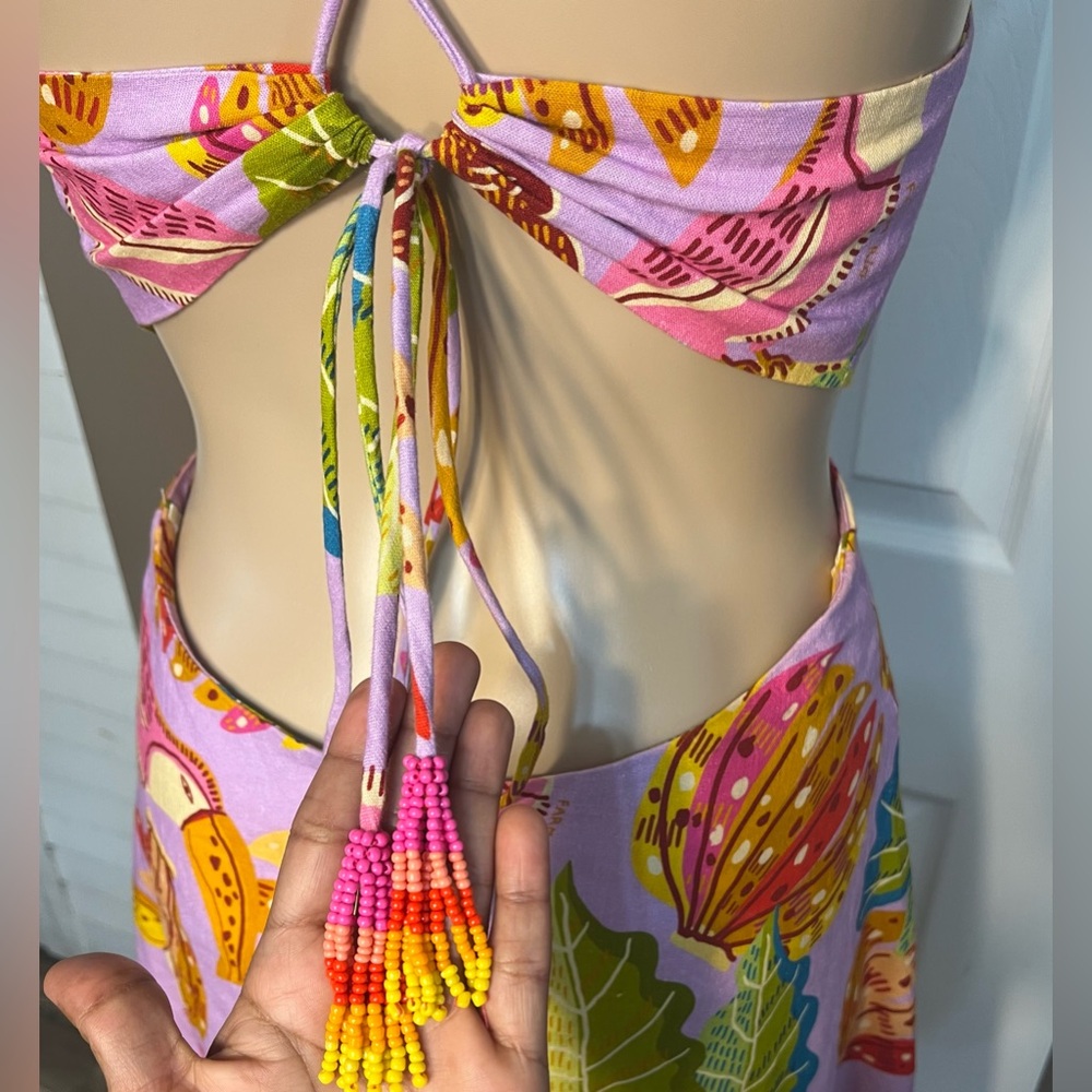 NWOT FARM RIO Lilac Beaks and Bananas Midi Dress - Size XS $199 - Picture 12 of 17